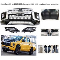 Accessoires de voiture de levage de visage avant pare-chocs avant lampe frontale de bas niveau pour 2015 Triton L200 mise à niveau vers 2019 Triton L200 Kit de carrosserie