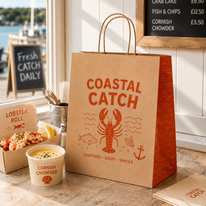 Bolsa de Papel Kraft Marrón con Logotipo Personalizado, Embalaje Ecológico para Llevar, Bolsas de Regalo para Restaurantes de Mariscos, Entrega de Comida Rápida - Product Image 4
