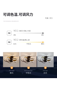 Ventilateur de plafond électrique LED 6 vitesses de luxe nordique, lampe en plastique, télécommande, application intelligente, extérieur, domestique - Product Image 4