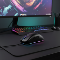 Mouse Gaming RGB Berkabel OEM USB Ergonomis 9-Tombol DPI Tinggi Dapat Diprogram Minimalis Atmosferik untuk Komputer 1.8M