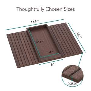 Plateau d'accoudoir de canapé en bois avec pieds réglables, compatible avec les canapés étroits, design ergonomique pour le cou et support de téléphone rotatif - Product Image 2