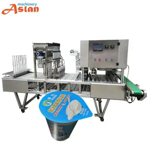 6 Cups Liquid Cup Filling Sealing Machine Yogurt Milk Filling Machine Juice Drinks Jelly Cup Sealing Machine