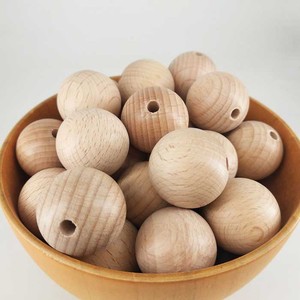 Perles en bois de hêtre naturel de 25mm perles rondes en bois de bricolage pour la fabrication de pinces à sucette - Product Image 5