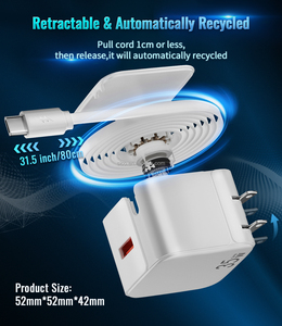 Bloc chargeur USB rapide 35W avec câbles rétractables pour iPhone 14/13/12/11 Pro MAX/XR/XS/8/7,iPad - Product Image 5