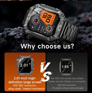 Montre connectée sportive AK86 avec batterie 1400 mAh, moniteur de fréquence cardiaque, suivi de la santé, fitness, lampe torche intégrée. - Product Image 6