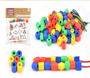 حار بيع رخيصة التعليمية سلسلة من البلاستيك ربط ألعاب ألغاز لتنمية الأطفال الربط الجسيمات الكبيرة اللبنات البلاستيكية