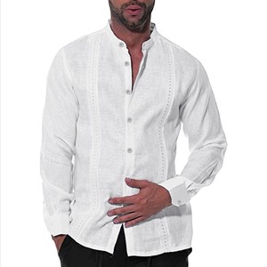 Nueva <span class=keywords><strong>Camisa</strong></span> Casual de <span class=keywords><strong>Lino</strong></span> y Algodón para <span class=keywords><strong>Hombre</strong></span> Joven <span class=keywords><strong>Manga</strong></span> Larga Cuello Mao Corto OEM - Product Image 2