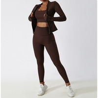 Ensemble de Yoga pour Femme Personnalisé avec Logo : Soutien-Gorge de Sport Doux, Leggings, Pantalon, Veste à Manches Longues et Vêtements de Fitness