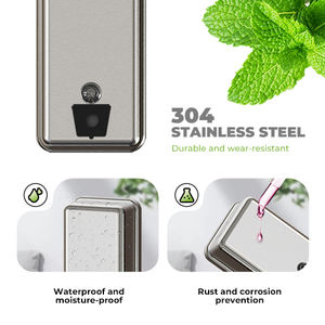 Distributeur de savon mural en acier inoxydable, robuste, moderne, écologique, capacité 1200 ml, pour usines industrielles - Product Image 4