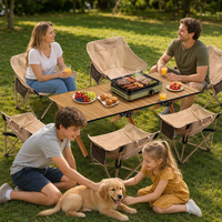 Table de camping portable pour 6 à 8 personnes et ensemble de 6 chaises Moon, table pliante en Oxford 600D, mobilier de pique-nique d'extérieur pour la vente en gros