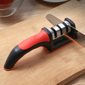 Aiguiseur de couteaux à trois sections Nahe, double face, gadget de cuisine manuel pour un aiguisage rapide - Product Image 4