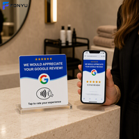 12cm Acryl-Tischständer Google Bewertungskarte NFC213 Wasserdicht 13,56MHz Tippen zum Bewerten Klebeetikett OEM/ODM Kundenspezifisch Sofort Lieferbar