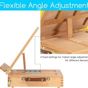 Chevalet de bureau en bois massif, petit chevalet pour enfants, chevalet d'art, hauteur réglable, tiroir, planche à dessin, support pliable - Product Image 2