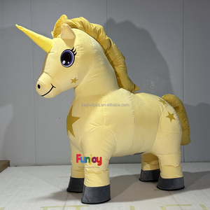 Costume Gonfiabile da Mascotte Unicorno Giallo Chiaro, MOQ 1P 2m, Personaggio Cartoonesco Colorato per Eventi Scolastici - Product Image 3