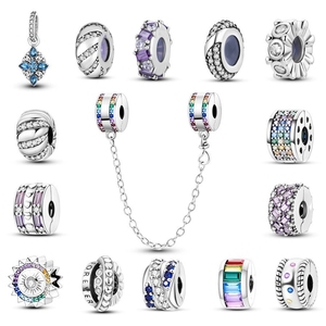 Componentes para joyería DIY: Abalorios espaciadores y de posicionamiento de cobre bañado en plata de ley S925 con piedra de nacimiento de septiembre <span class=keywords><strong>azul</strong></span> para pulseras - Product Image 2