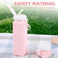 Bouteille d'eau pliable en silicone de qualité alimentaire avec logo personnalisé, motif camouflage, 620 ml, gourde de sport créative, idéale pour les voyages, la randonnée, portable