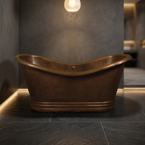 Baignoire ovale autoportante en cuivre de luxe moderne - Artisanat indien - Product Image 3