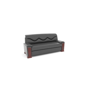 Canapé de réception de bureau 3 places <span class=keywords><strong>Frankfurt</strong></span>, accoudoirs en placage de noyer, cuir microfibre Nappa véritable, canapé lounge pour visiteurs - Product Image 1