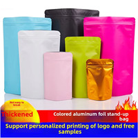 Sachets Doypack refermables colorés à fermeture zip, en feuille d'aluminium mate, hermétiques, pour aliments, thé, emballage plastique, appâts pour poissons, poudre