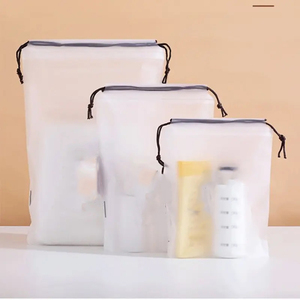Frosted Plastic Small Promotion Gift Bag Little Bear Drawstring Pouch Bags With Logo Print