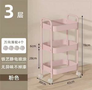 Chariot roulant à 3 niveaux avec poignée, type sur pied, pour bureau, salon, cuisine, salle de bain - pour le nettoyage, les aliments et les outils - Product Image 5