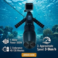Scooter sous-marin électrique haute vitesse DPV 500W, moteur sous-marin, hélice de plongée, équipement de plongée étanche