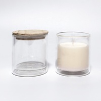 Pot à bougie en verre à double paroi en borosilicate transparent 10oz 300ml vide unique de luxe avec couvercle