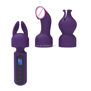 SacKnove LCD Display Handheld Purple USB <span class=keywords><strong>Multi</strong></span> <span class=keywords><strong>Speed</strong></span> Silicone Dildo Thrust <span class=keywords><strong>Mini</strong></span> AV Wand Masajeador Vibrador de mujer con tocados - Product Image 2