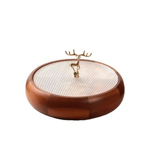 Caja redonda de madera maciza para frutos secos con tapa, contenedor de madera para aperitivos, regalo para el Año Nuevo Chino - Product Image 3