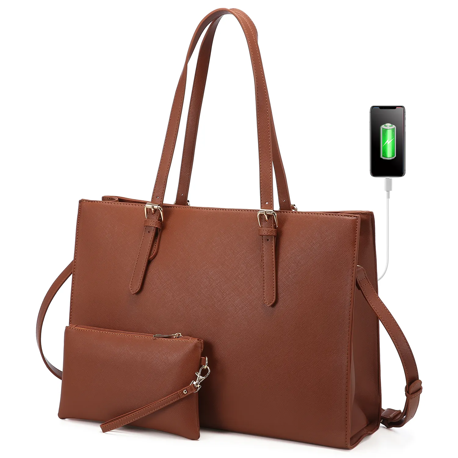 2022 lovevook 2pcs office lady computer tote handbags 15.6 large Capacity shoulder bags Crocodile laptop women hand bags