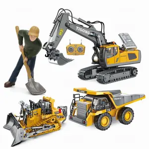 Voiture RC pour enfants, jouets, modèle en alliage télécommandé, camion de construction, véhicules d'ingénierie, camion à benne basculante, bulldozer, pelle pour enfants