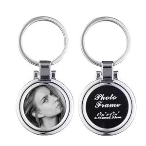 Mini porte-clés photo personnalisé avec logo, cadre photo vierge en acier inoxydable, porte-clés en alliage de zinc personnalisé, souvenirs d'amour avec photos - Product Image 2