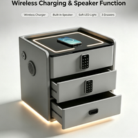 Table de chevet intelligente avec chargeur sans fil, verrouillage par mot de passe, haut-parleur Bluetooth, lumière LED, pour la maison et l'hôtel, vente en gros
