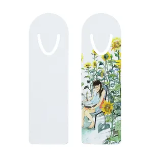 Customized metal bookmarks sublimation aluminum printing bookmarks gloss white 12.8*3.7 with tassels sublimation blank bookmarks