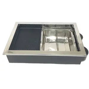 Commercial Korean Teppanyaki Electric Bbq Grill Cooker With Hot Pot Machine hot pot and bbq grill table for restaurant