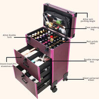 OBOX Trolley Mallette de maquillage multicouche grande capacité Trolley mallette cosmétique avec tiroir pour manucure et esthéticiennes