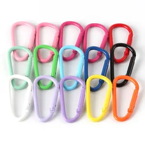 Customized D-ring aluminum alloy carabiner painted multifunctional candy color keychain metal keychain