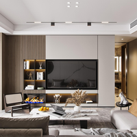 Meuble TV moderne en métal gris LED, style Art déco, en chêne et bois massif d'acacia pour salon