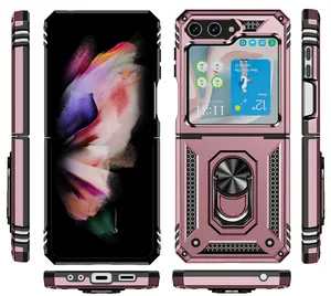 Flip Phone Cases Privacy Design Shockproof PC Protection Built-In Kickstand