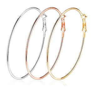 Chengfen 3 paires boucles d'oreilles créoles, boucles d'oreilles créoles en acier inoxydable 14K plaqué or Rose plaqué argent pour femmes filles sensitive - Product Image 2