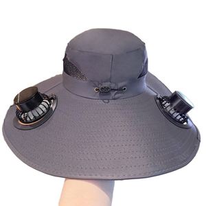 Casquette d'été anti-UV avec ventilateur intégré, 100 % coton, visière incurvée, fermeture réglable, protection solaire pour l'alpinisme et la pêche - Product Image 1