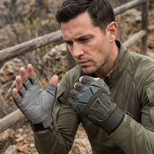 Guantes Reductores de Impacto con Puntas de Dedos con Textura de Microdiamantes en Relieve, Muñequera Elástica Antideslizante, Guantes de Seguridad de Cuero PU - Product Image 5
