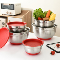 Ensemble de bols à salade multifonctionnels de style européen pour le camping, avec couvercle en silicone anti-poussière écologique et fouet en acier inoxydable