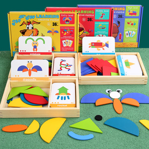 Puzzle en <span class=keywords><strong>bois</strong></span> pour enfants, thème géométrique créatif, carte graphique, puzzle de forme, création de mémoire, cognition - Product Image 3