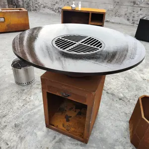 Outdoor Corten Steel Iron Fire Pit Bbq Brazier Outdoor Bbq Barbecue Charcoal Grill For Garden Outdoor Garden Rust Corten Bbq