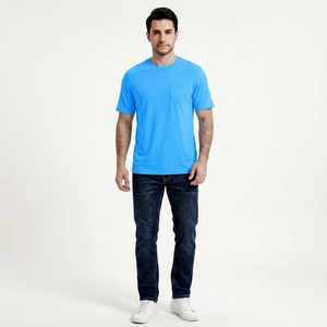Camisetas de Algodón y Poliéster Ligeras de Color Azul para Hombre, Tallas Grandes, Estilo Urbano, Transpirables, Cuello Redondo, Ajuste Holgado - Product Image 1