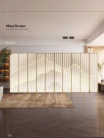 Pantalla Decorativa Plegable de 4 Paneles, Diseño Moderno y Minimalista, con Fondo de Paisaje, Estilo Lujoso, para Entrada
