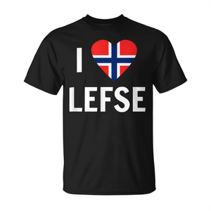 Camiseta noruega I Love Lefse, negra, para adultos, unisex, 100% algodón - Product Image 2