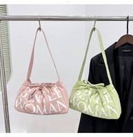 Sac fourre-tout unisexe en nylon écologique, style japonais, motif lettres, imprimé, pour courses, usage quotidien, cadeau, réutilisable