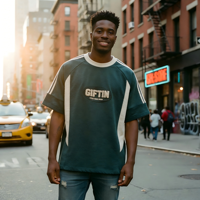 T-shirt en tricot à col rond et manches courtes, personnalisé avec logo brodé 3D en chenille, 100% coton, 260 grammes, vente en gros ODM